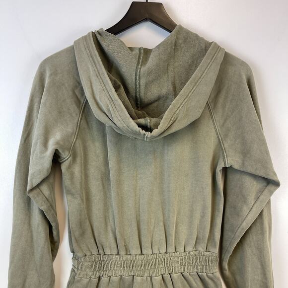 L*SPACE Womens XS Cotton Hoodie Romper Green Zip Up - Picture 6 of 8